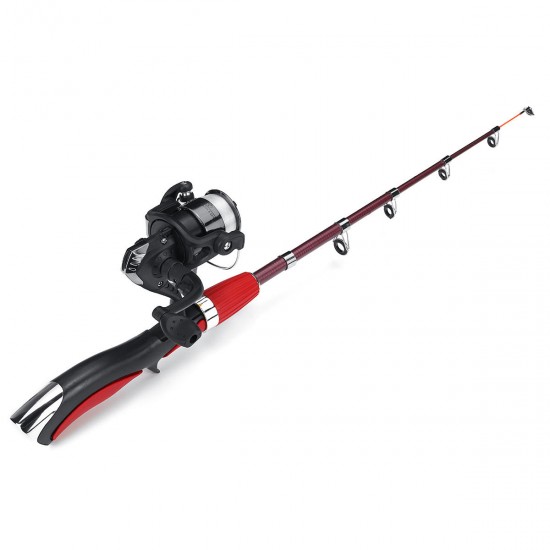 Carbon Fiber Telescopic Fishing Rod & Spinning Reel Combo Kit with Fishing Line