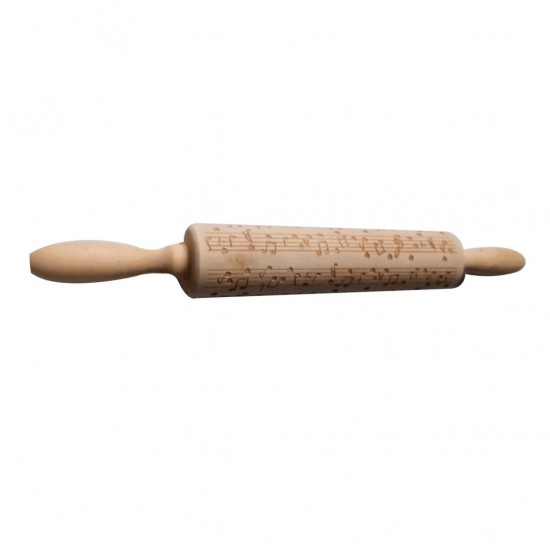 Christmas Wooden Engraved Embossing Rolling Pin Musical Notes Pattern for Baking Pastry Cookies