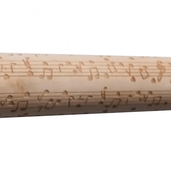 Christmas Wooden Engraved Embossing Rolling Pin Musical Notes Pattern for Baking Pastry Cookies