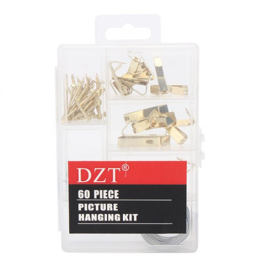 Picture Hanging Kit Screw Eye Up To 50lbs Nail Hanger Assortment Set 60pcs