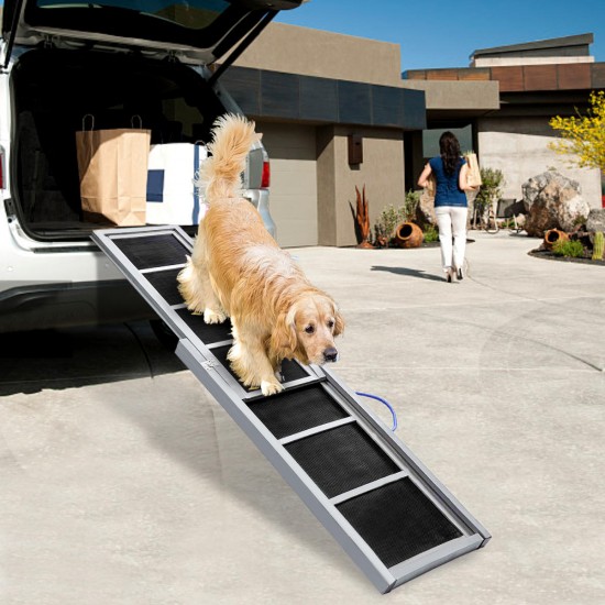 Dog Ramps Telescoping Non-Slip Stable Wooden Extension Pet Ladder for Steep Inclines Compact Portable Car Storage Boat Ladder