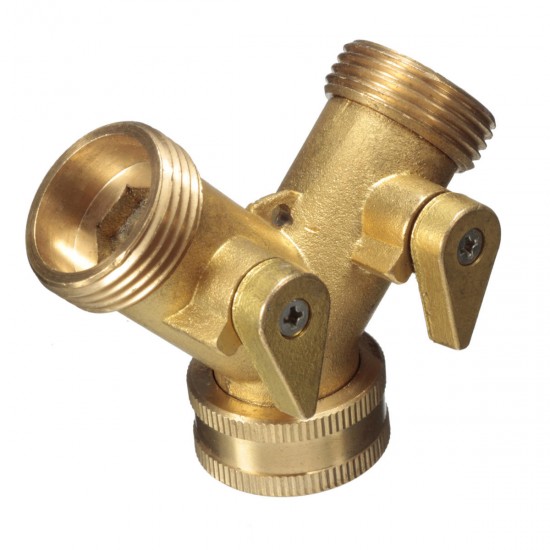 EU Standard 3/4 '' Brass Garden Irrigation 2 Way Y Shape Adapter Splitter Hose Faucet Manifold Pipe Tap Connector