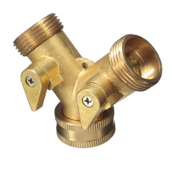 EU/US Standard 3/4 '' Brass Garden Irrigation Hose Splitter Faucet Manifold 2 Way Y Shape Adapter Pipe Tap Connector