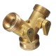 EU/US Standard 3/4 '' Brass Garden Irrigation Hose Splitter Faucet Manifold 2 Way Y Shape Adapter Pipe Tap Connector