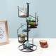 European Style Wrought Iron Retro Flower Stand Solid Wood Shelf Revolving Multi-Layer Staircase Balcony Garden Flower Pot Rack