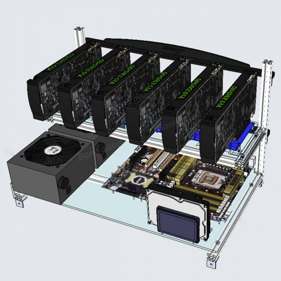 Aluminum Open Air Mining Rig Frame Case Holder For 6 GPU