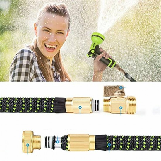 Expandable Garden Hose Heavy-Duty Flexible Hose Double Latex Core With 9 Functions High Pressure Nozzle