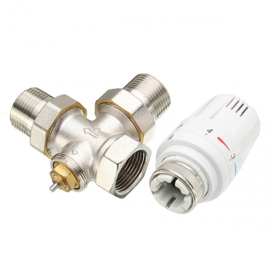 G1/2''/G3/4''/G1'' Standard Thermostatic Angled Radiator Brass Valve For Five Temperature Settings