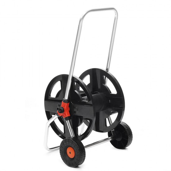 Garden Hose Cart 2 Wheel Garden Hose Reel Cart Holds 1/2 Inch 45m Hose Winding Tool Pipe Storage Cart