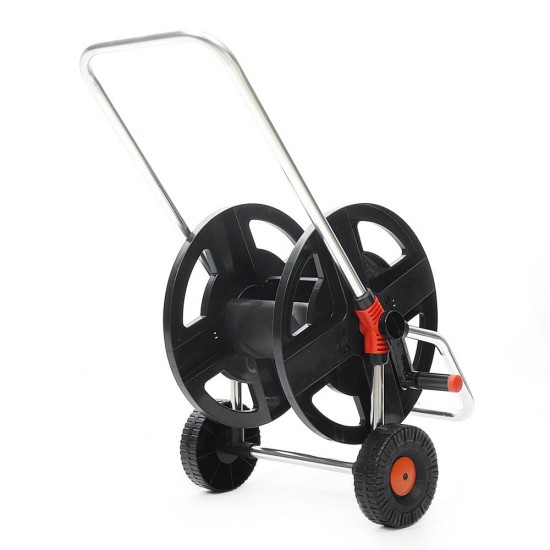 Garden Hose Cart 2 Wheel Garden Hose Reel Cart Holds 1/2 Inch 45m Hose Winding Tool Pipe Storage Cart