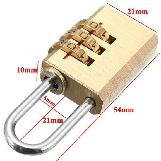 Heavy Security 3 Digit Brass Code Combination Padlock Luggage Gym Locker Toolbox Lock