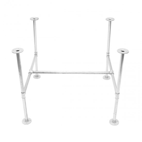 Industrial Iron Pipe Silver Table Leg Base Bracket Board Holder Steampunk Garden Kitchen Bar