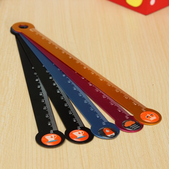 Kids Student Study Stationery Measuring Ruler Scale Measure Tools Cute Aluminum Straight Ruler