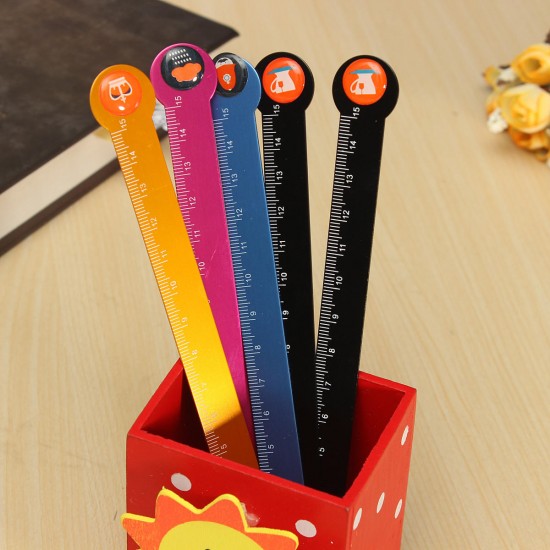 Kids Student Study Stationery Measuring Ruler Scale Measure Tools Cute Aluminum Straight Ruler