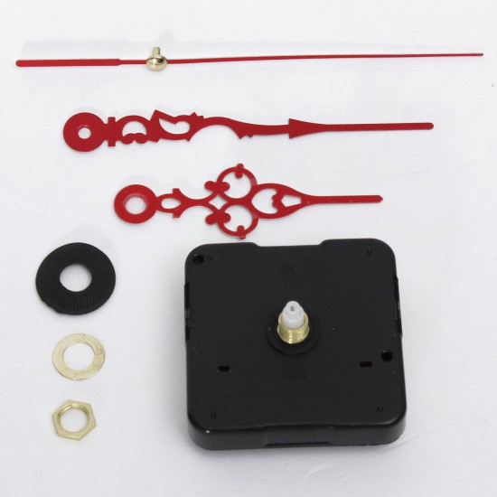 Kit Quartz Clock Movement Spindle Mechanism Parts Tool Set with Red Hands DIY