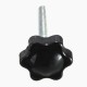 M6x40mm Star Shaped Head Knob Screw Clamping Plum Plastic 25mm Head Diameter