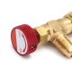 R410A AC Copper Flow Control Valve Adapter 1/4 to 5/16 for Refrigerant Charging Hose
