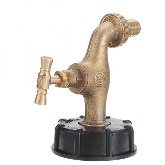 S60x6 IBC Tank Coarse Thread Adapter to Brass Garden Tap with 1/2'' Nozzle Pagoda Hose Tap Connector Replacement Multi-functional Valve Fitting Parts for Home Garden