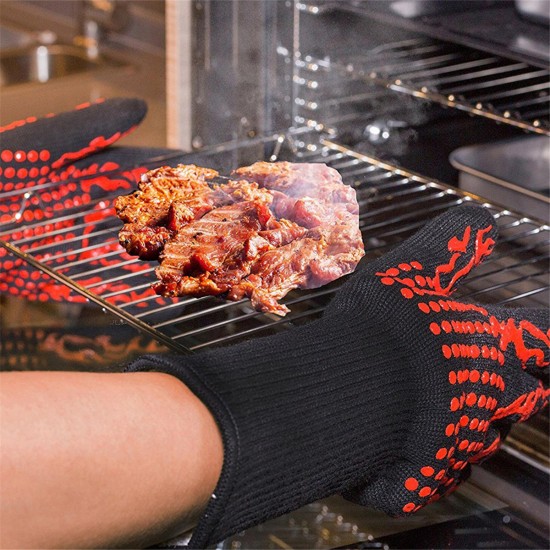 Silicone Extreme Heat-insulated Cooking Glove Oven Hot BBQ Grilling Heating Proof Mitt