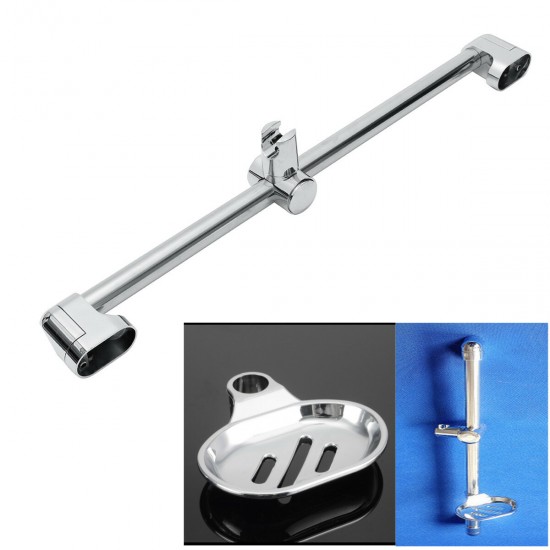 Stainless Steel Adjustable Riser Rail Bar Shower Stand Soap Stand Shower Head Towel Holder 610mm