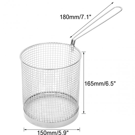 Stainless Steel Round Fry Basket Long Handle Fried Scampi Chips Chicken Fryer Strainer