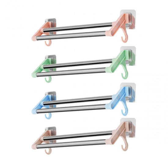 Suction Cup Bathroom Kitchen Double Towel Holder Rack Rail Shelf Rack Hanger Bar
