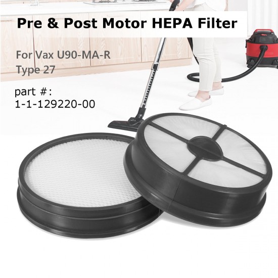 Type 27 Pre & Post Motor HEPA Filter Replacement for Vax Mach Air Vacuum Cleaner Hoover
