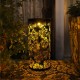 LED Solar Lantern Hanging Light with Handle Solar Lantern Waterproof Landscape Lantern Chrysanthemum Shadow Light for Outdoor Garden Hollow