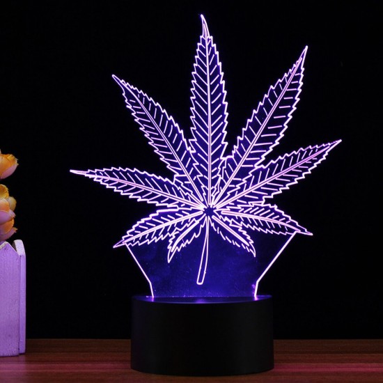 3D LED Maple Leaf Table Lamp Remote Control Touch Night Light Color Change Gift