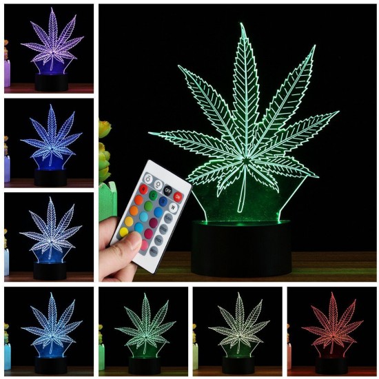 3D LED Maple Leaf Table Lamp Remote Control Touch Night Light Color Change Gift