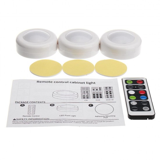 3pcs 6pcs Colorful LED Cabinet Lamp Hallway Counter Kitchen Display Light with Remote Controller