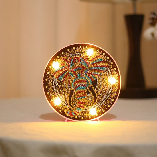 DIY LED Diamond Painting Mandala Elephant Owl Night Light Art Home Decor Gift