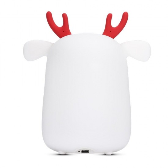 Novel Cute LED Rechargeable Silicone Deer Night Light Tap Control Bedroom Home Decor Lamp Kids Gift