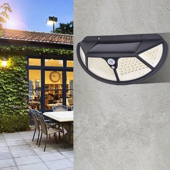 102SMD/122COB Four-sided PIR Motion Sensor LED Solar Lamp Waterproof 3 Modes Garden Wall Lamp