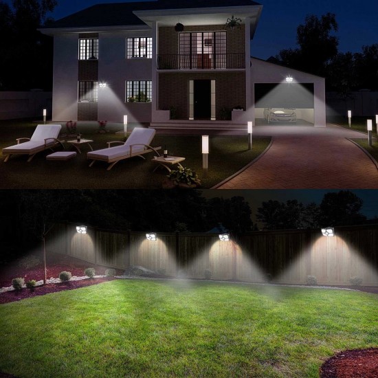 2/4Pcs 40 LED Solar Light Wide Angle Outdoor Wall Lamp 10M Sensoring Distance 120 Degree Sensoring Angle 150 Lumen 4 Luminescent Surfaces