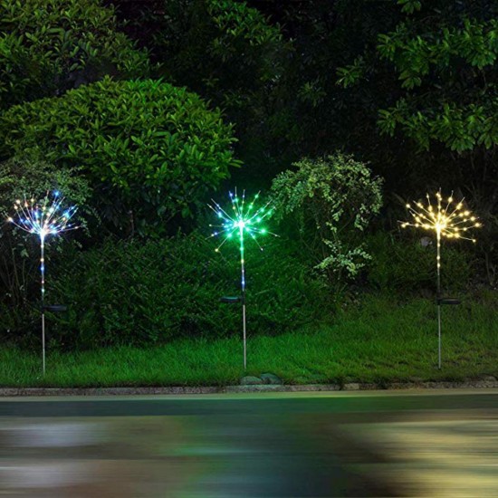 2PCS Solar Power DIY Light Control LED Firework Starburst Landscape Lamp for Home Garden Ground Lawn