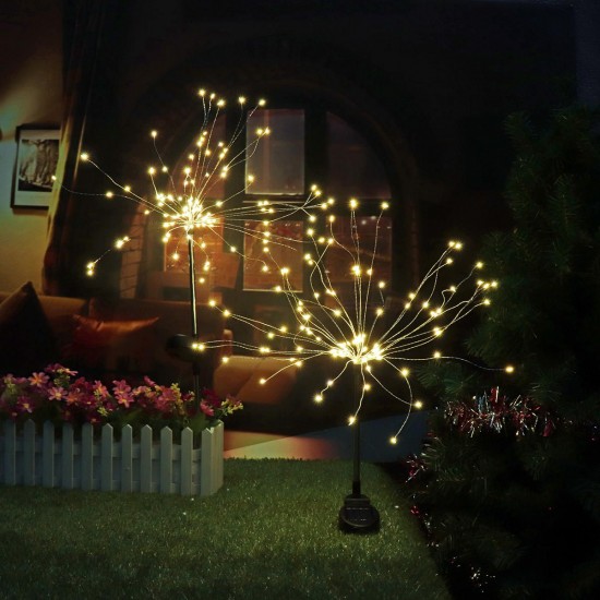 2PCS Solar Powered 105LED Starburst Fireworks Fairy String Landscape Light Christmas Outdoor Decor