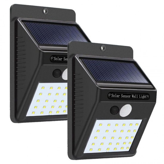 2pcs Solar Power 30 LED PIR Motion Sensor Wall Light Waterproof Outdoor Path Yard Garden Security Lamp