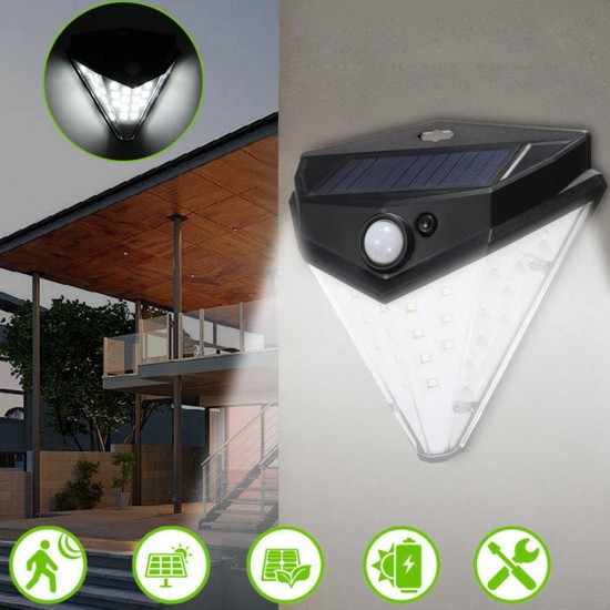 32 LED Solar Power PIR Motion Sensor Wall Light Outdoor Lamp 4 Sides Waterproof