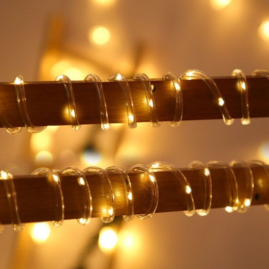 7M 12M Outdoor Solar Powered LED Copper Wire String Light Waterproof Christmas Garden Tube Lamp