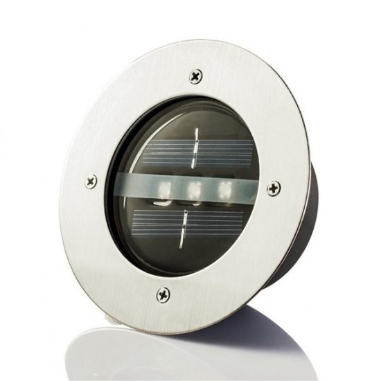 Outdoor Solar Light 3 LED Stainless Steel Buried Ground Floor Garden Lawn Landscape Lamp