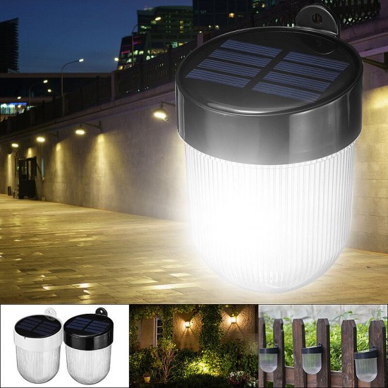Outdoor Solar Powered LED Fence Light Dual Color Temperature Waterproof Wall Lamp Garden Patio Lighting