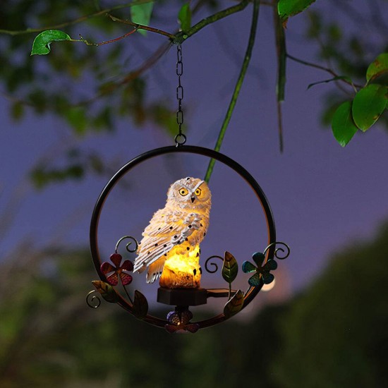 Parrot Owl Pattern Hanging LED Solar Light Outdoor Garden Lawn Lamp Energy-saving Waterproof Decor
