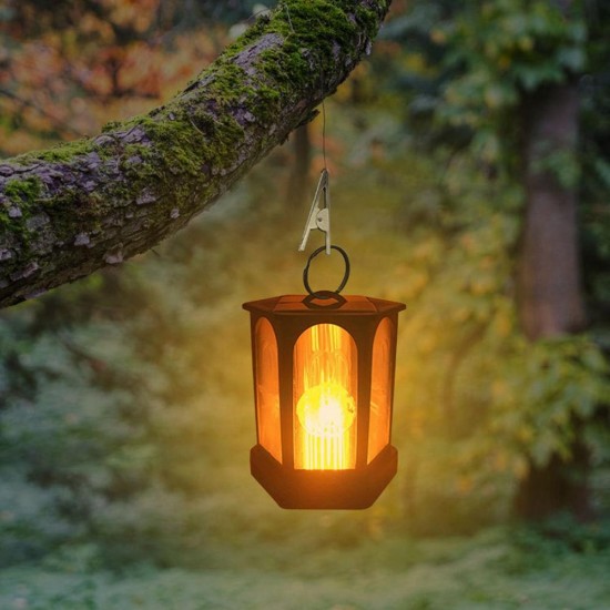 Solar Powered 96 LED Flame Effect Hanging Lantern Light Outdoor Waterproof Garden Lawn Tree Decor