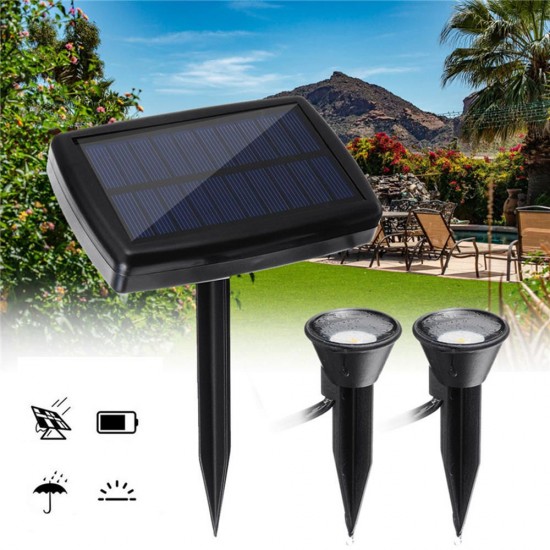 Solar Powered Dual Spot Light Outdoor Garden Landscape Spotlight Yard Lawn Lamp