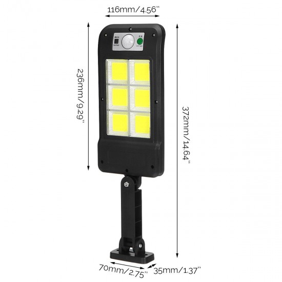 Solar Powered LED Wall Light Motion Sensor 120 COB Outdoor Home Street Lamp with Remote Control