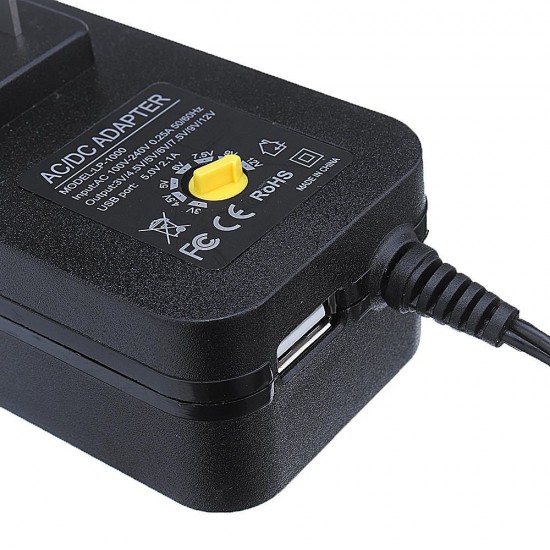 30W Adjustable 3/4.5/5/6/7.5/9/12V AC DC Power Adapter Universal Charger for LED Strip Light US Plug