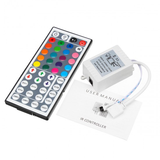 DC12V 6A 72W 44 Key IR Remote Controller for RGB LED Strip Lights