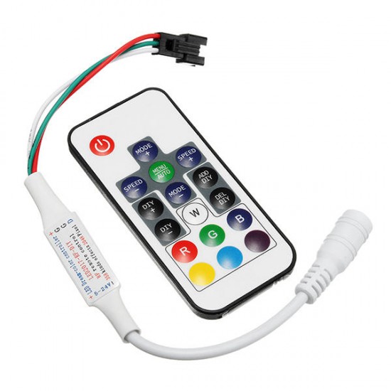 DC5-24V RF Mini Wireless LED RGBW Controller with 17 Keys Remote Control for W2811 W2812 Strip Light