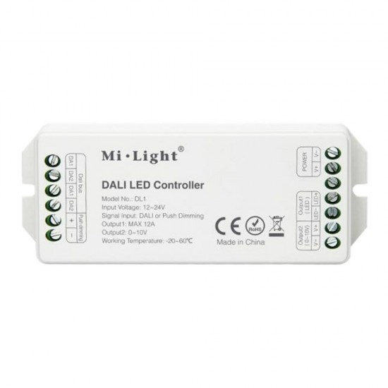 DL1 DALI LED Dimmer Controller Single Channel Max 12A Dimming Signal/Push Dimming for Strip Light DC12V-24V